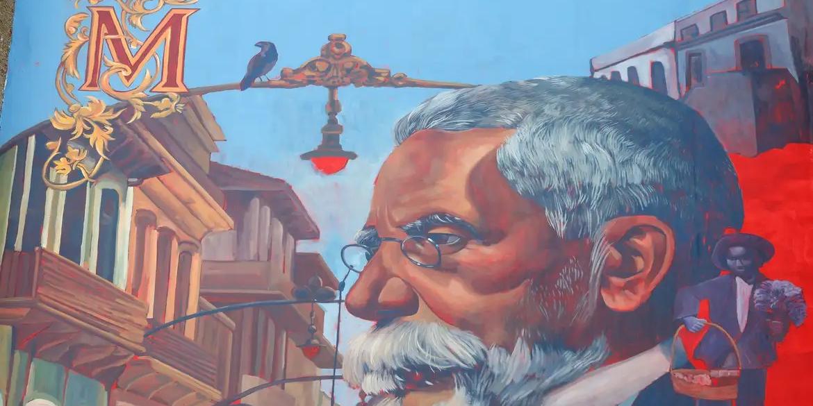 Mural Machado de Assis, produzido pelo projeto Negro Muro, na sede da Academia Brasileira de Letras(ABL), no centro da cidade (Tânia Rêgo/Agência Brasil)