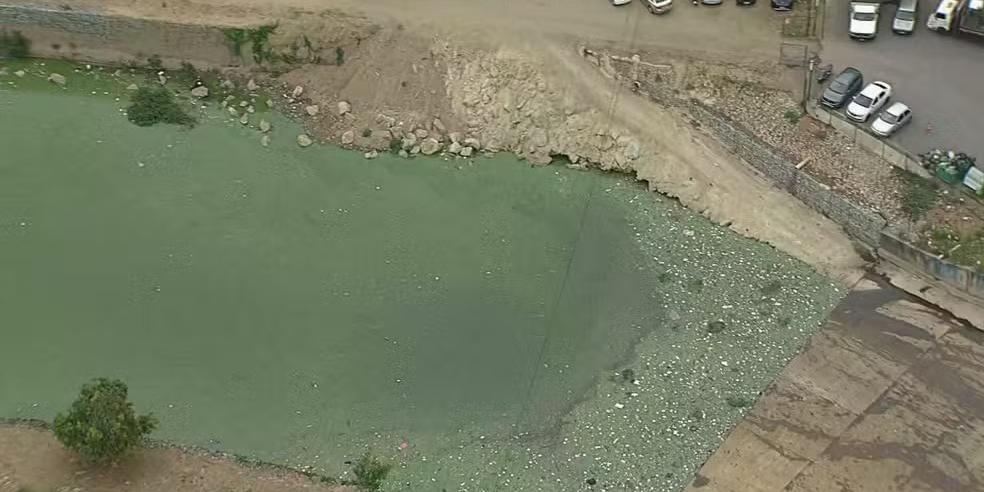 Lagoa da Pampulha estava esverdeada nos últimos dias (Reprodução/TV Globo)