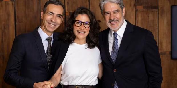 César Tralli, Renata Vasconcellos e William Bonner estão entre os principais profissionais da emissora (Divulgação Rede Globo)