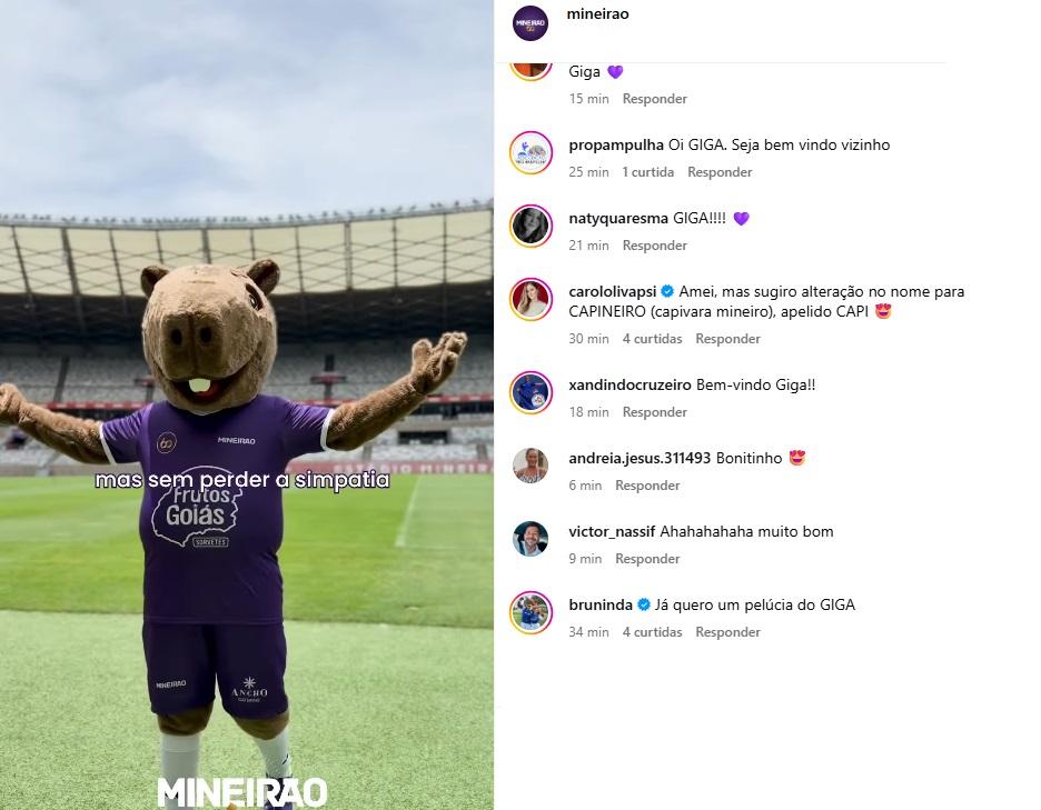 Internautas desejam boas-vindas ao novo mascote do Mineirão (Reprodução / Instagram Mineirão)