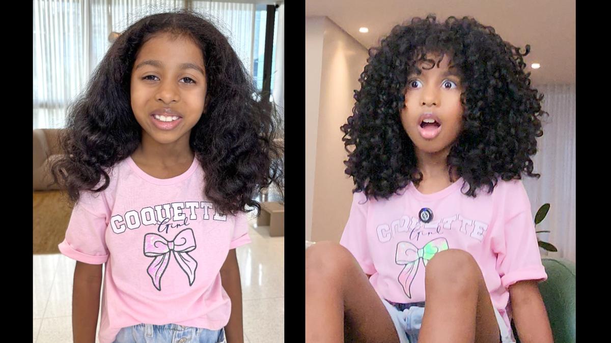 Sofia, de sete anos, foi uma das clientes que participou dis vídeos de capa mágica (Reprodução/Arquivo pessoal/Maurício Vieira)