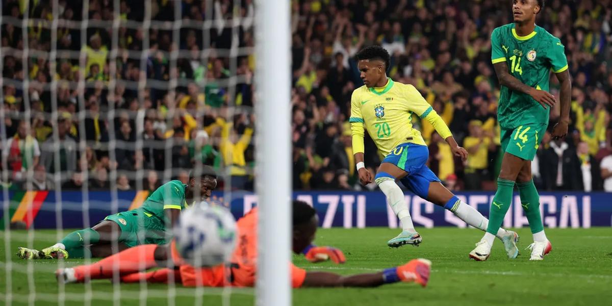 Estevão marca o primeiro gol da Seleção no duelo contra o Senegal (CBF/Divulgação)