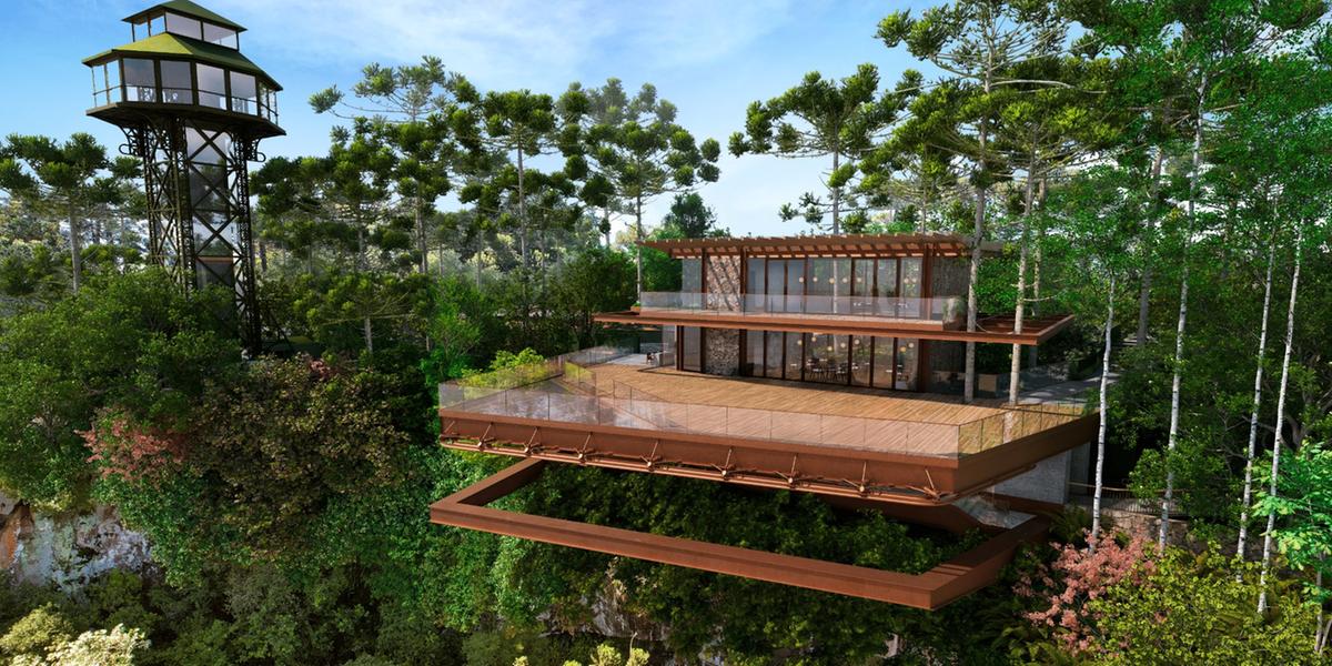 Novo Mirante da Cascata do Caracol, em Canela, oferece vista panorâmica da queda d’água de 131 metros e área ampliada para visitantes, com três níveis e piso de vidro (Parque do Caracol/Divulgação)