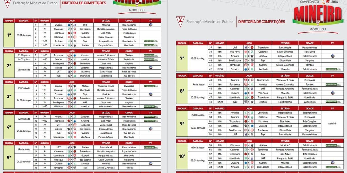 FMF divulga tabela do Campeonato Mineiro; confira os jogos do Galo