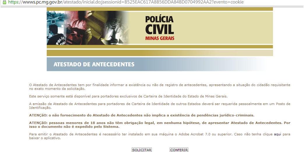 Certidão de Antecedentes Policiais -  - Portal de