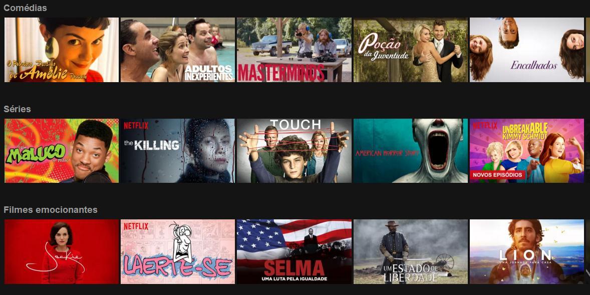 Netflix disponibiliza seleção de filmes e episódios de séries