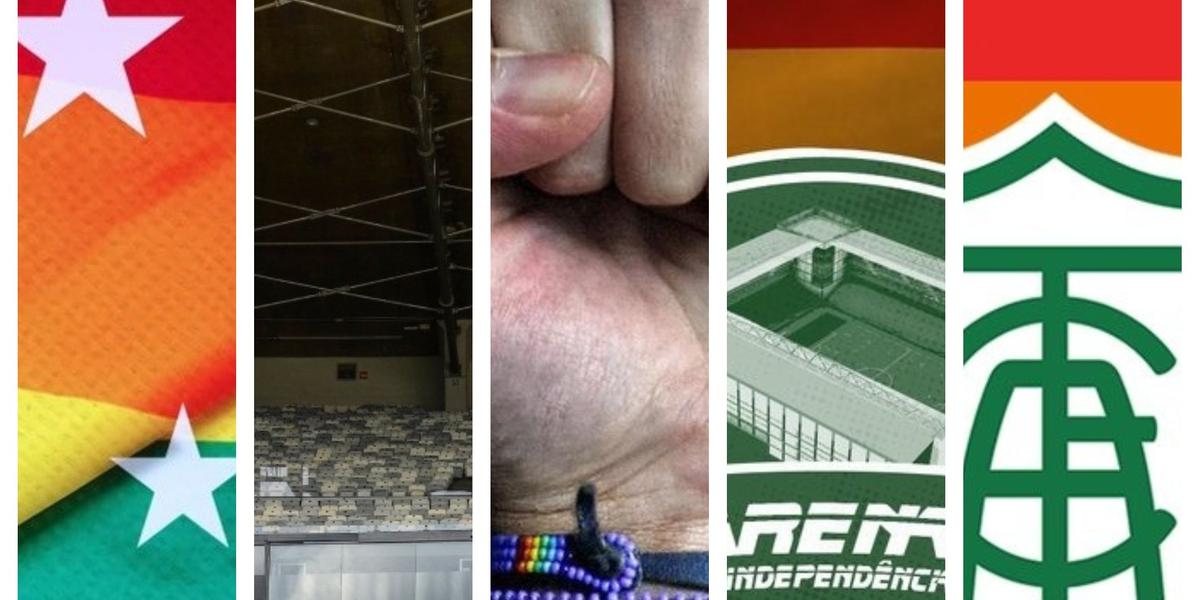 (Montagem sobre fotos de Cruzeiro, Atlético, América, Mineirão e Independência)