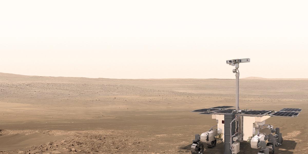 Robô espacial Rosalind Franklin, da Agência Espacial Europeia, estava programado para ser enviado a Marte em setembro (ESA / ATG medialab / Divulgação)