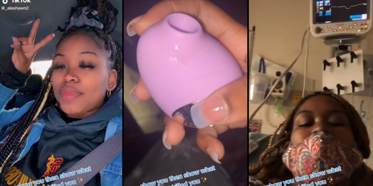A oficial do exército americano intitulada @_alashawn2 revelou no TikTok que foi hospitalizada após usar um vibrador (TikTok / _alashawn2 / Reprodução)