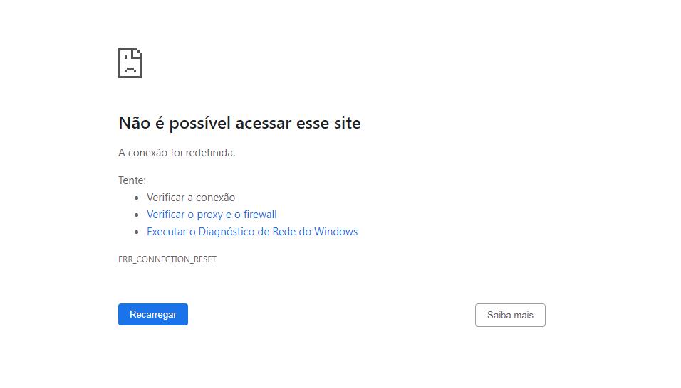 Página da Receita Federal segue apresentando o erro durante a tarde desta segunda-feira. (Foto: Reprodução)