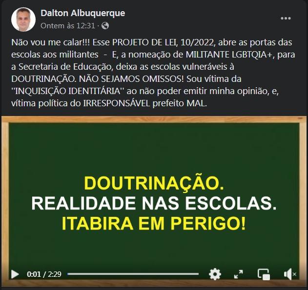 (Redes sociais / Dalton Albuquerque)