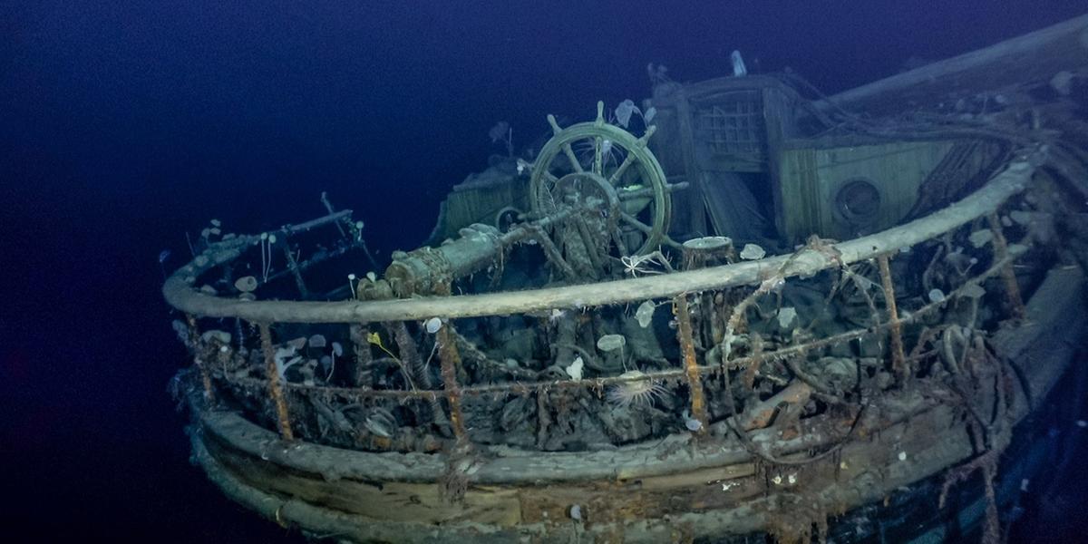 O naufrágio do lendário navio Endurance foi descoberto no último sábado (5) na costa da Antártida (Falklands Maritime Heritage Trust / National Geographic / Reprodução)
