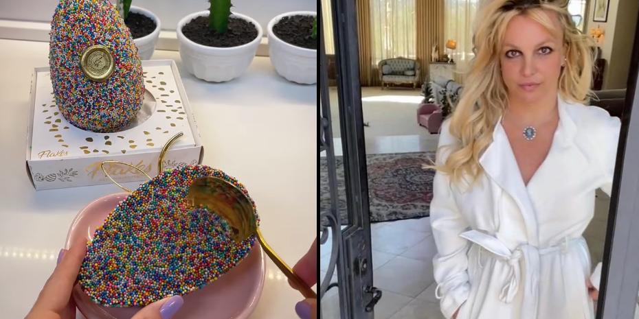 Britney Spears apareceu no Instagram desfrutando de um ovo de Páscoa brasileiro (Instagram / britneyspears / Reprodução)
