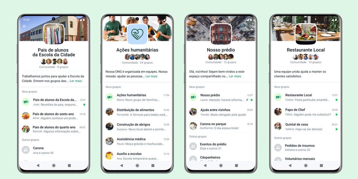 As comunidades do WhatsApp serão privadas e poderão ter até 256 pessoas (WhatsApp / Divulgação)
