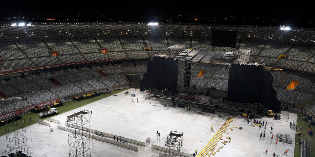 Mineirão sendo montado para o show do Metallica (Mineirão/Twitter)