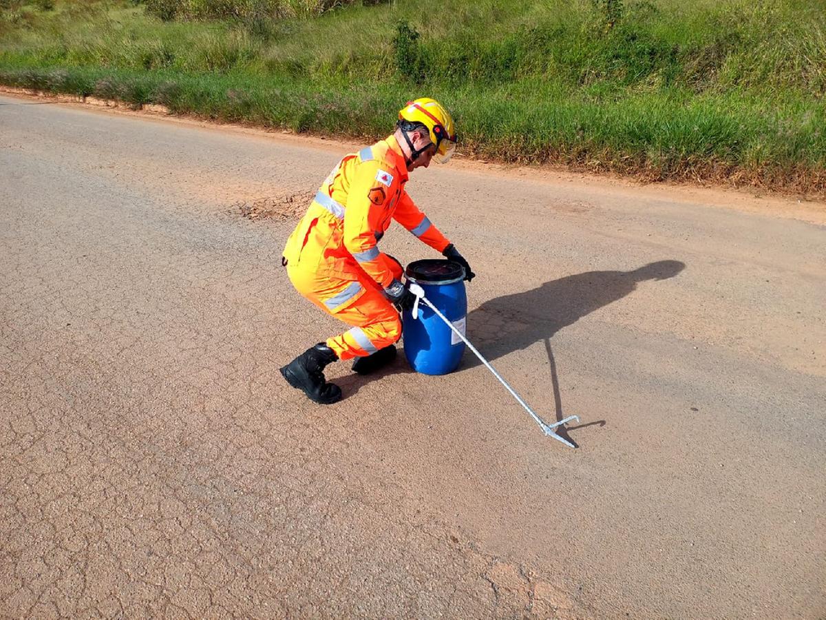 A cascavel foi resgatada sem ferimentos e entregue ao setor de Zoonoses da cidade (Bombeiros MG / Reprodução)