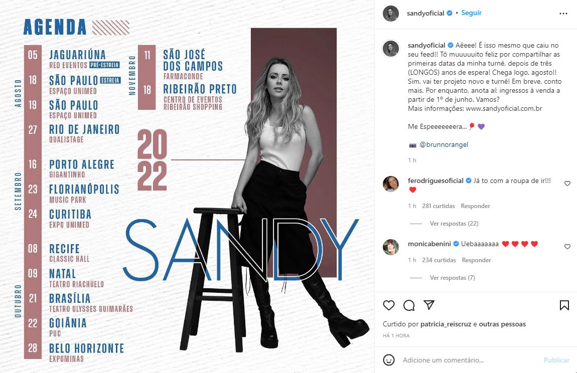 (Instagram / sandyoficial / Reprodução)