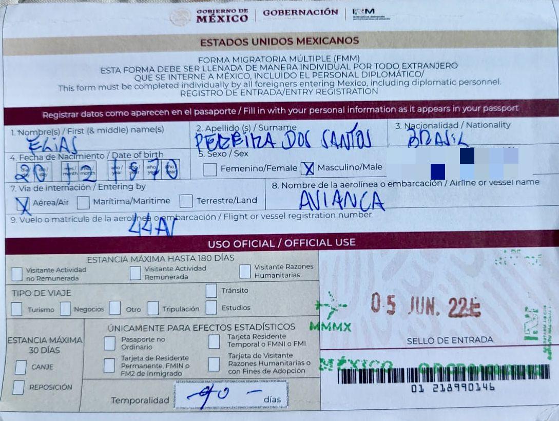 Visa mexicana otorgada al profesor Elias Santos (Archivo personal / Reproducción)