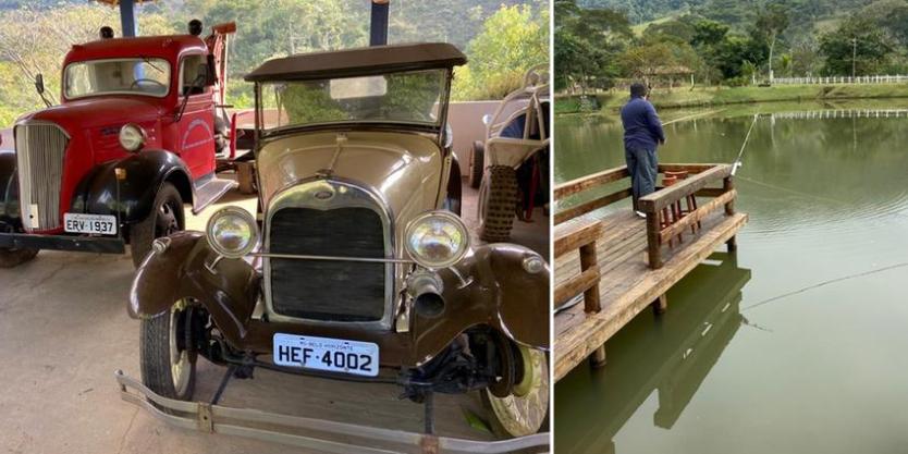 Na Fazenda Paciência, em Santana dos Montes, visitantes podem conferir também coleção de carros antigos 