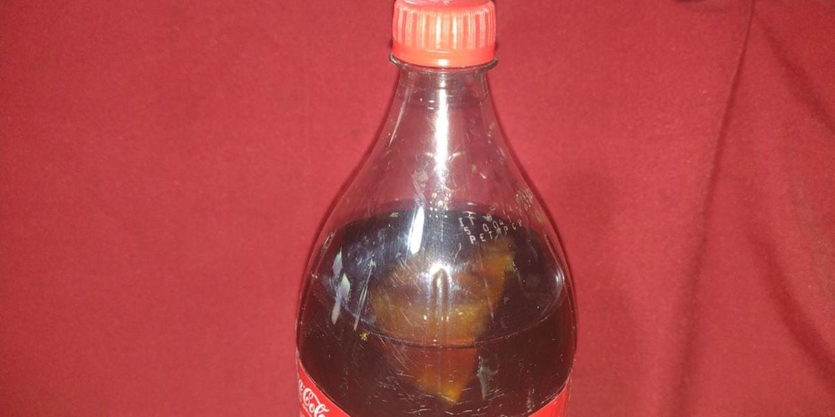O objeto estranho estava em uma garrafa de Coca-Cola adquirida na fábrica do bairro Maria Virgínia, em BH (Arquivo Pessoal / Divulgação)