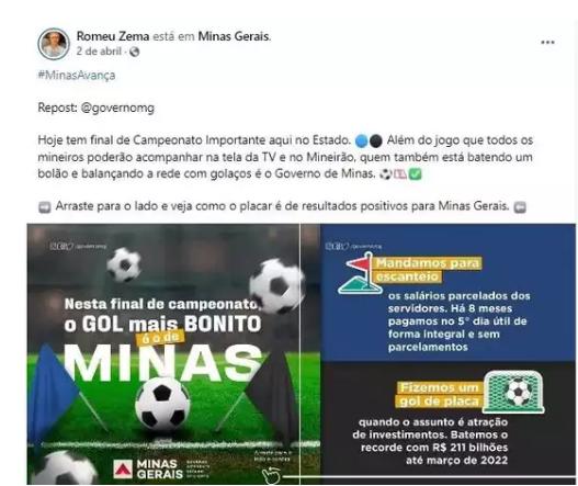 (Redes sociais - Romeu Zema)