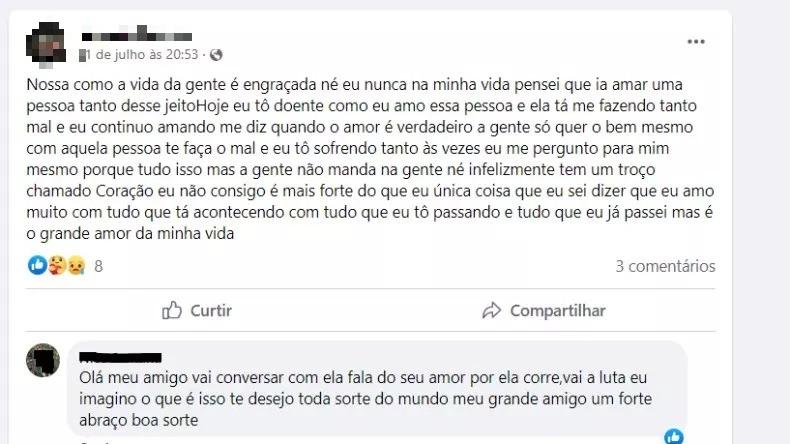 Homem fez postagem no dia 21 de julho (Redes Sociais/Reprodução)