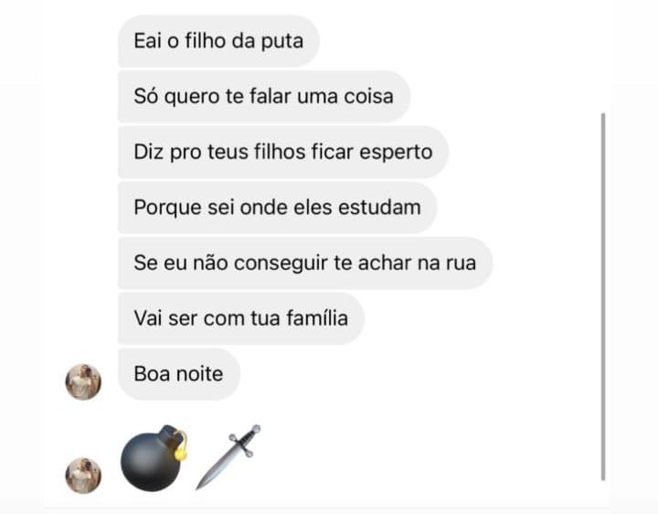 Ameaça sofrida pelo zagueiro Eduardo Brock, do Cruzeiro (Reprodução/Instagram)