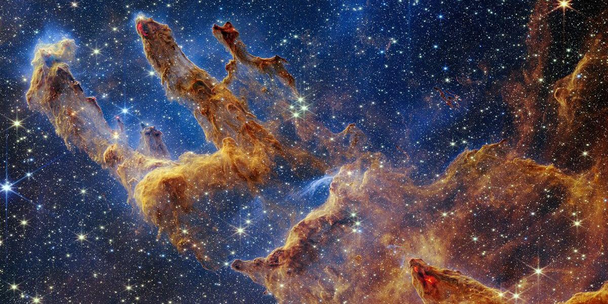 Telescópio James Webb faz incrível imagem dos Pilares da Criação, estrutura formada por nuvens de gás e poeira (Nasa / Divulgação)