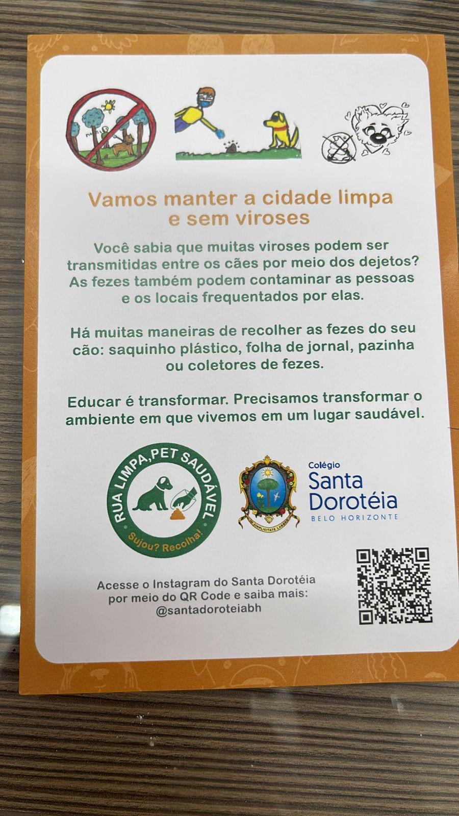 Folheto foi elaborado pelos alunos como parte da campanha de conscientização (Colégio Santa Dorotéia/Divulgação)
