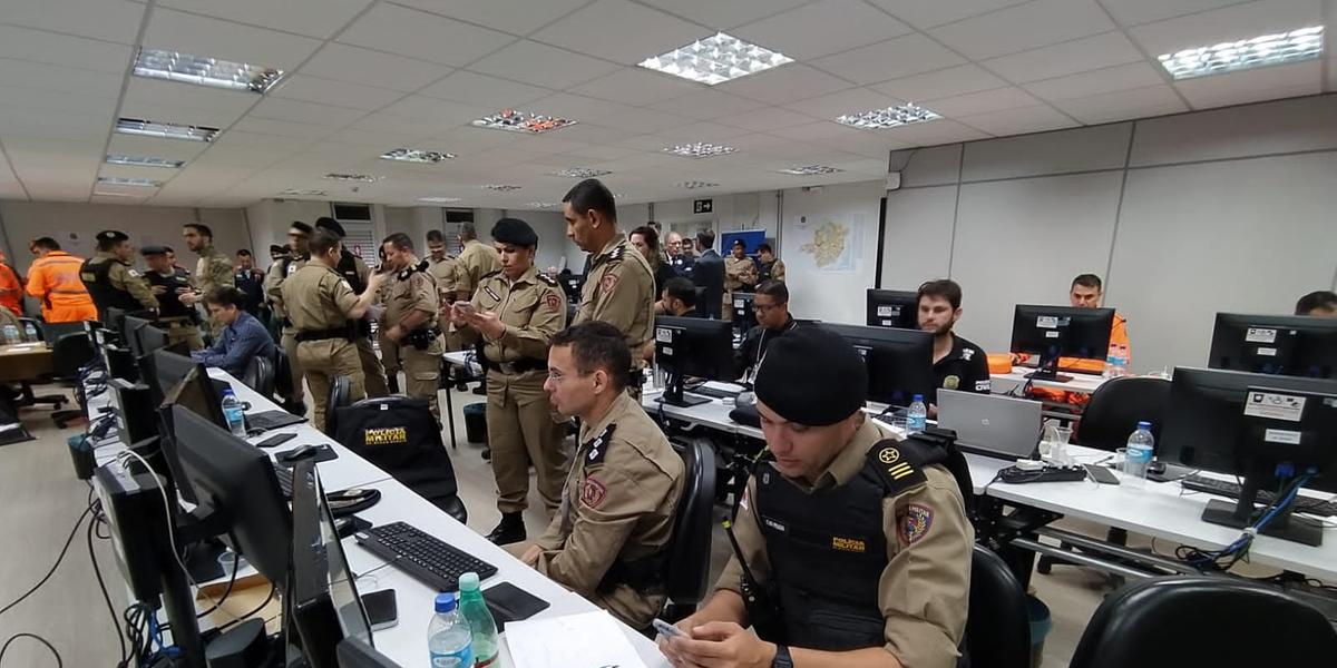 O Centro Integrado de Comando e Controle funciona na sede do TRE e monitora ocorrências durante as eleições (PMMG / Divulgação)