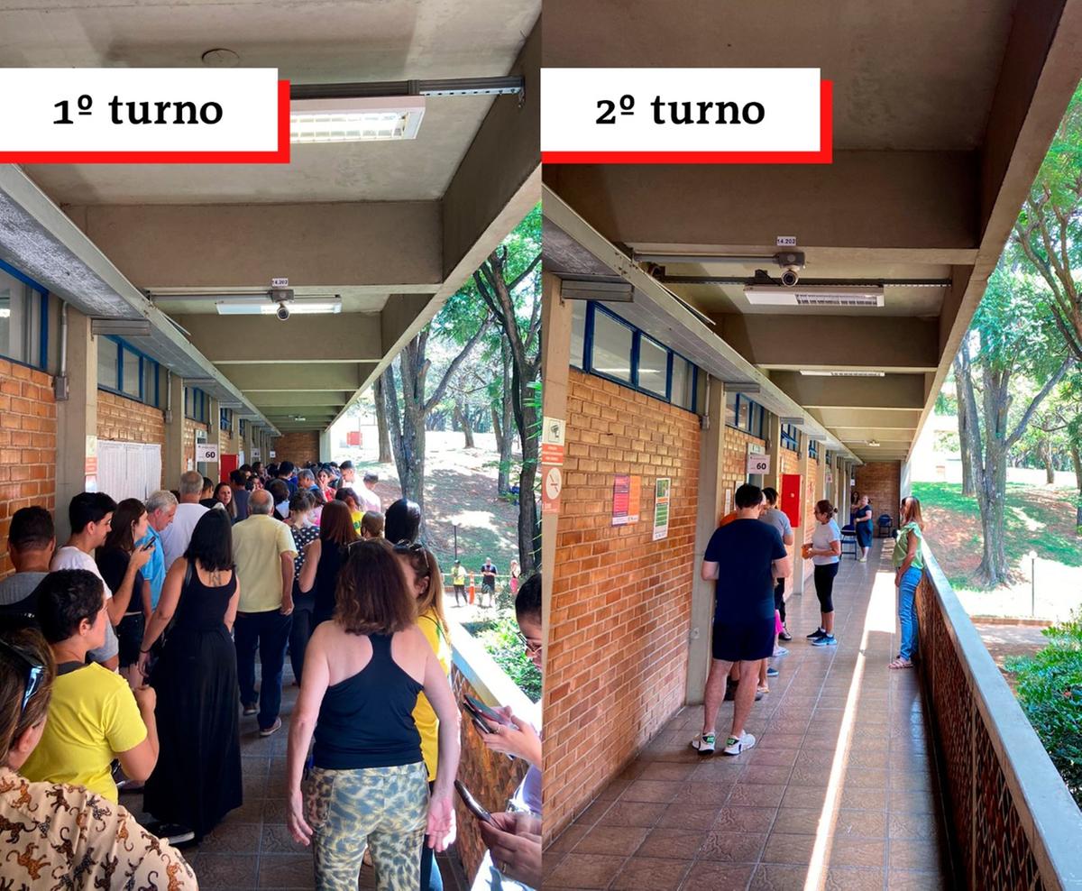 Eleitores que foram votar na PUC Minas comemoram o sumiço das filas na seções eleitorais (Janaína Fonseca / Hoje em Dia)