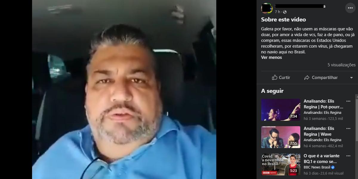 Vídeo de "alerta" sobre supostas máscaras contaminadas com Covid-19 que teriam chegado ao porto de Santos (SP) é de 2020 e falso (Facebook / Reprodução)