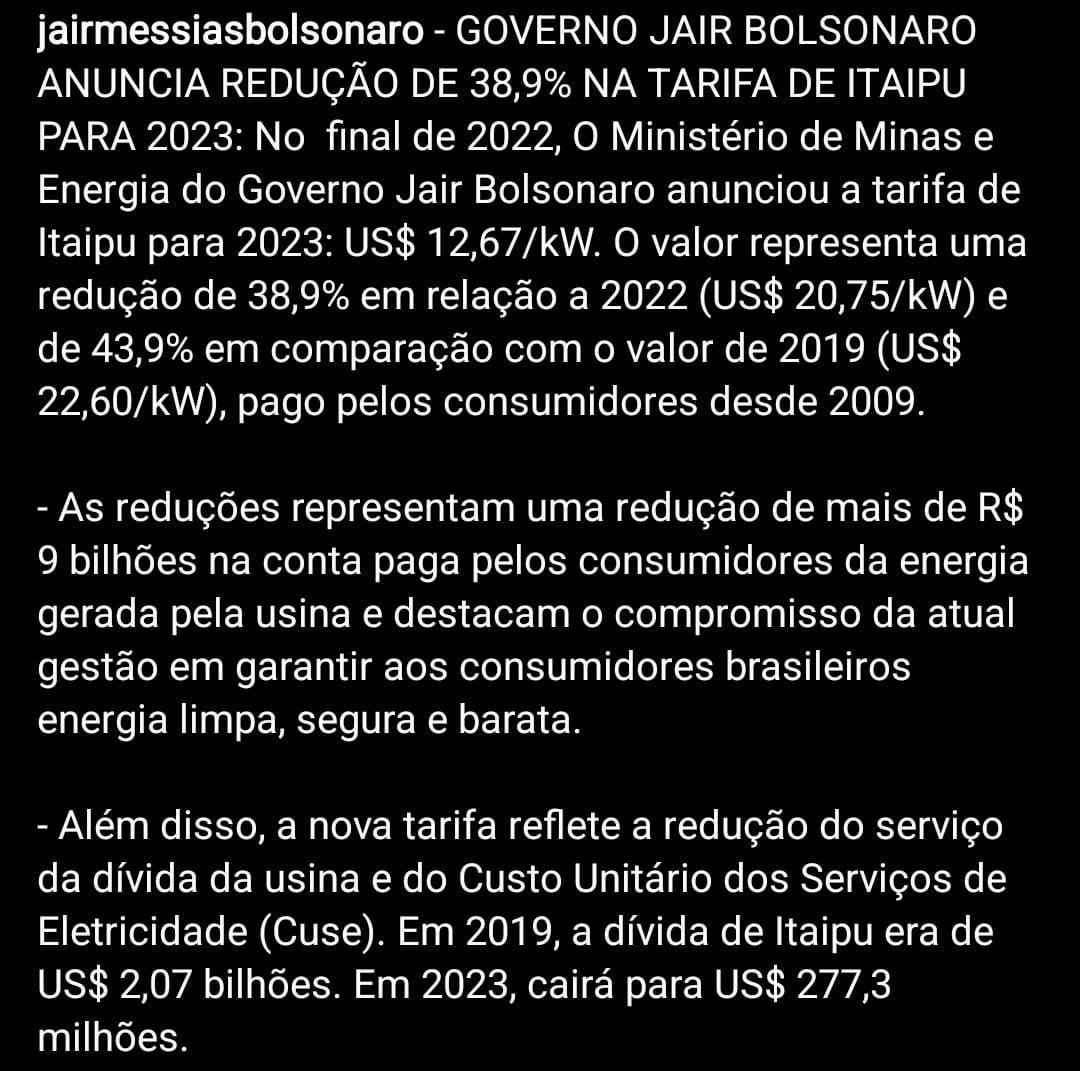 (Reprodução Redes Sociais Bolsonaro)