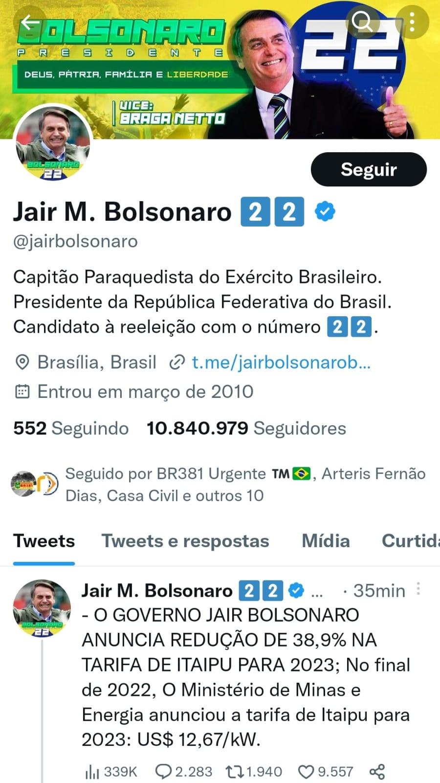 (Reprodução Redes Sociais Bolsonaro)