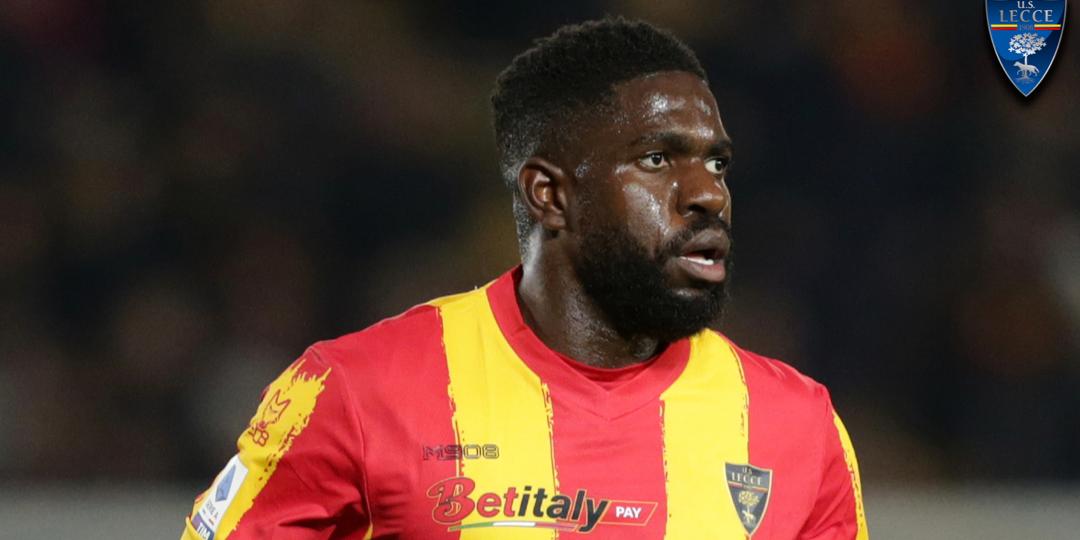 Umtiti, ex-Barcelona e campeão do mundo pela França em 2018, foi um dos que sofreu ataques racistas (Divulgação/Lecce)