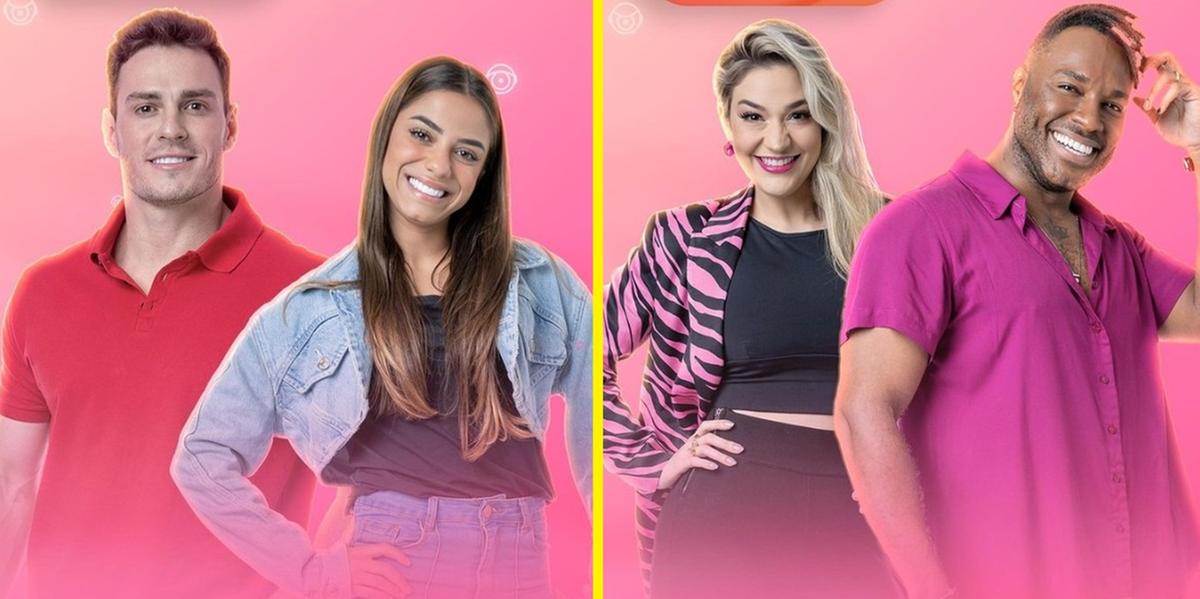 As duplas Key Alves e Gustavo (esq.) e Marília e Fred Nicácio compõem o primeiro paredão do BBB 23 (Redes Sociais / Reprodução)