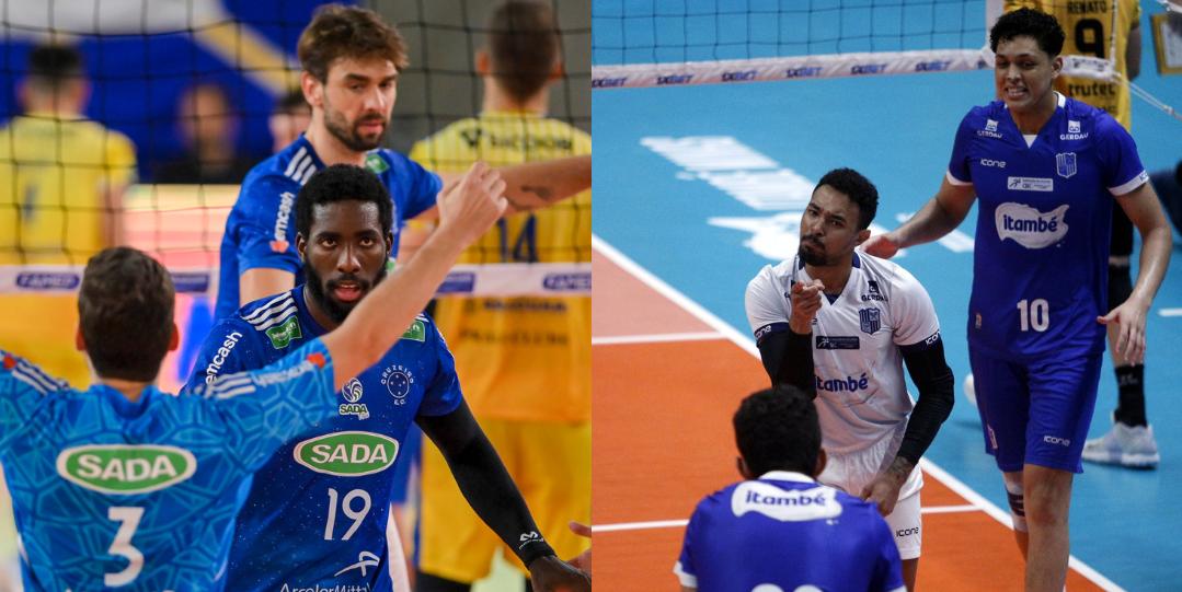 Sada Cruzeiro e Itambé Minas se encaram na final do Sul-Americano (Montagem: Reprodução Twitter Oficial Sada Cruzeiro / Twitter Oficial Minas Tênis Clube)