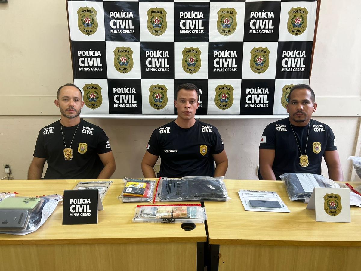 Polícia Civil faz coletiva para divulgar operação que prendeu integrantes de uma quadrilha de furto de celular (Pedro Melo / Hoje em Dia)