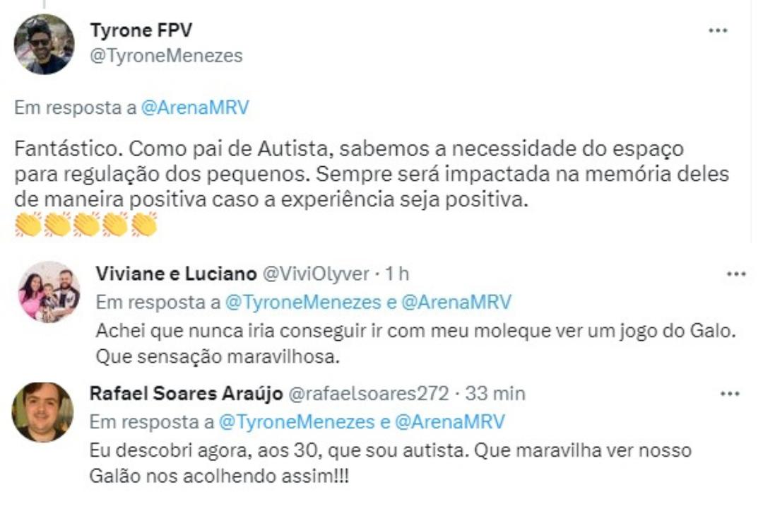 Atleticanos parabenizam Arena MRV por inclusão de pessoas com espectro autista (Reprodução / Twitter Arena MRV)