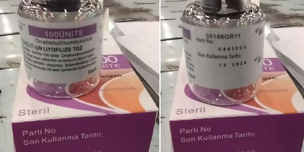 Lote falso de Botox com rótulo escrito em turco (Anvisa / Divulgação)