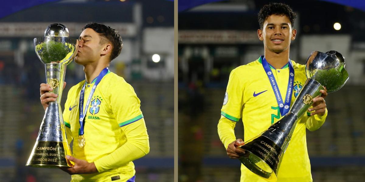 Vitor Gabriel (esq) e Rhuan Gabriel (dir), representaram Atlético e Cruzeiro, respectivamente, na Seleção sub-17 (Rafael Ribeiro / CBF)