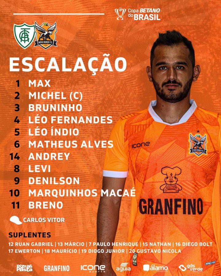 Nova Iguaçu escalado para o duelo contra o América (Reprodução / Twitter Nova Iguaçu)