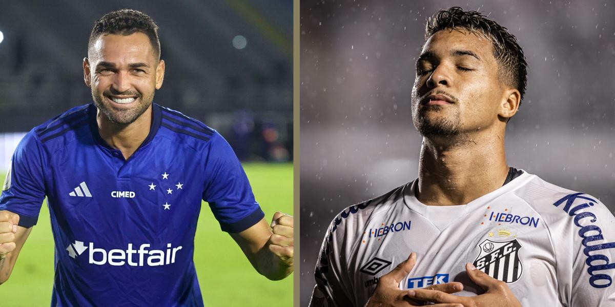 Artilheiros, Gilberto e Marcos Leonardo são as esperanças de gols (Staff Images/Cruzeiro - Raul Baretta/ Santos FC.)
