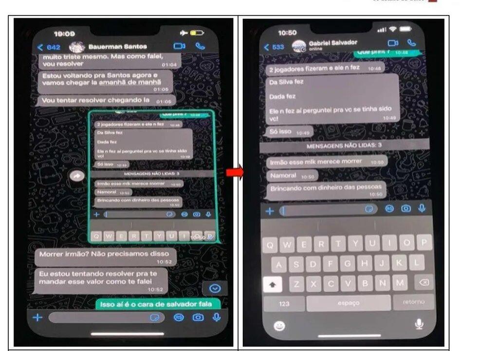 Print da conversa de um dos intermediários do esquema com Bauermann, onde um deles afirma que "Dadá fez", sobre uma expulsão (Reprodução/ge)
