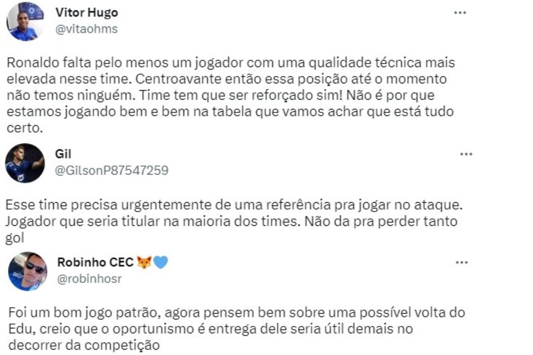 Torcida pede reforço a Ronaldo após derrota para o Fluminense (Reprodução / Twitter Ronaldo)