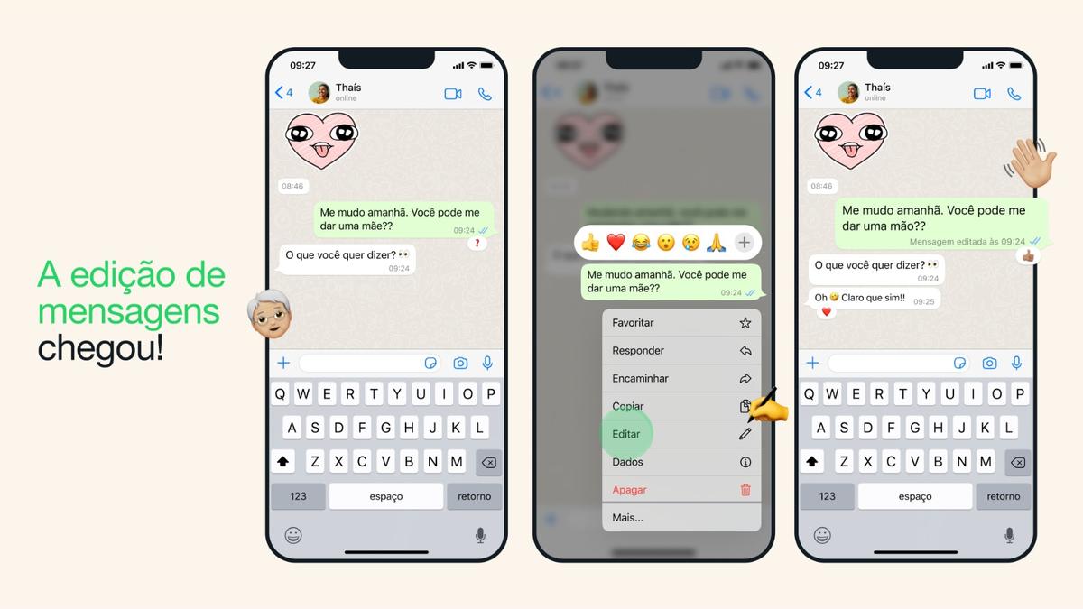 WhatsApp anuncia que mensagens enviadas poderão ser editadas (WhatsApp / Reprodução)