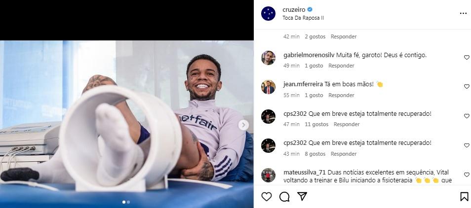 Torcida deseja pronta recuperação à Rafael Bilu (Reprodução / Instagram Cruzeiro - Foto: Gustavo Aleixo)