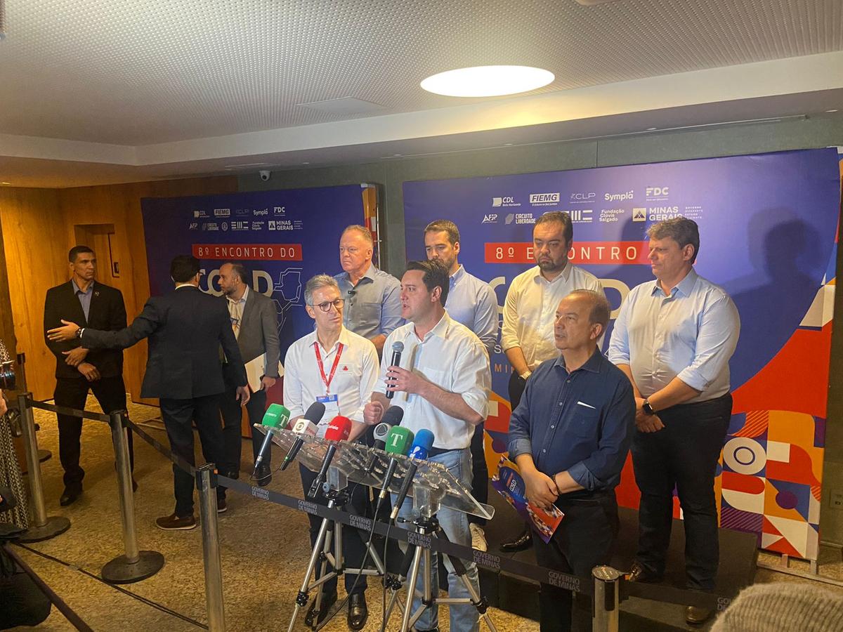 Governadores concederam entrevista coletiva ao final do evento (Pedro Faria/Hoje em Dia)