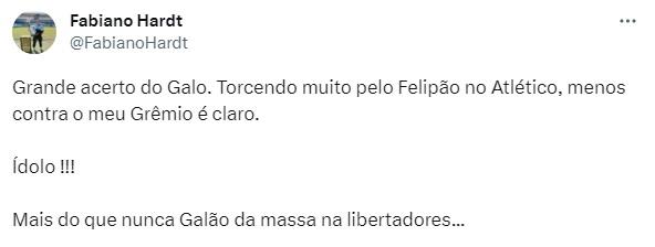 Torcedores de outros clubes comentam chegada de Felipão no Galo (Reprodução /Twitter Atlético)