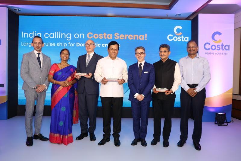 O anúncio foi feito em Mumbai, na presença de Sarbananda Sonowal, Ministro dos Portos, Navegação e Hidrovias; de Roberto Alberti, Vice-Presidente Sênior e Chief Commercial Officer da Costa Cruzeiros; de Francesco Raffa, Diretor da Região Ásia e Mercados em Crescimento da Costa Cruzeiros; de Alessandro De Masi, Cônsul-Geral da Itália em Mumbai; e outros executivos (Divulgação)